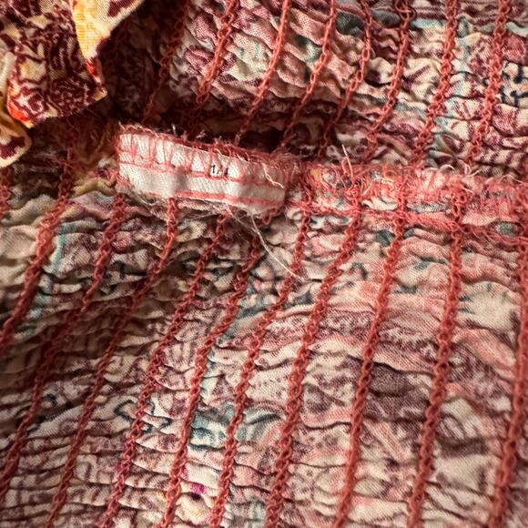 INC Large Cropped Top Geometric Smocked Off-Shoulder Ruffled Balloon Sleeves - Picture 9 of 9